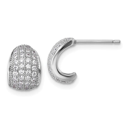 Sterlingsilber Rhodiniert Zirkonia Pavé Stecker J- Creolen