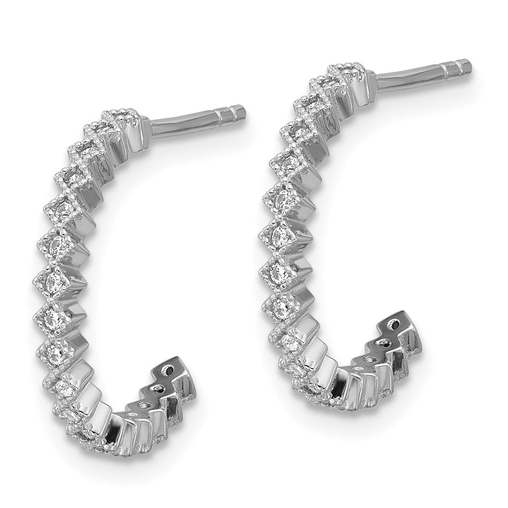 Sterlingsilber Rhodiniert Zirkonia J-hoop Ohrstecker