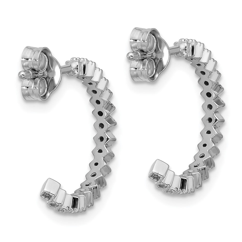 Sterlingsilber Rhodiniert Zirkonia J-hoop Ohrstecker
