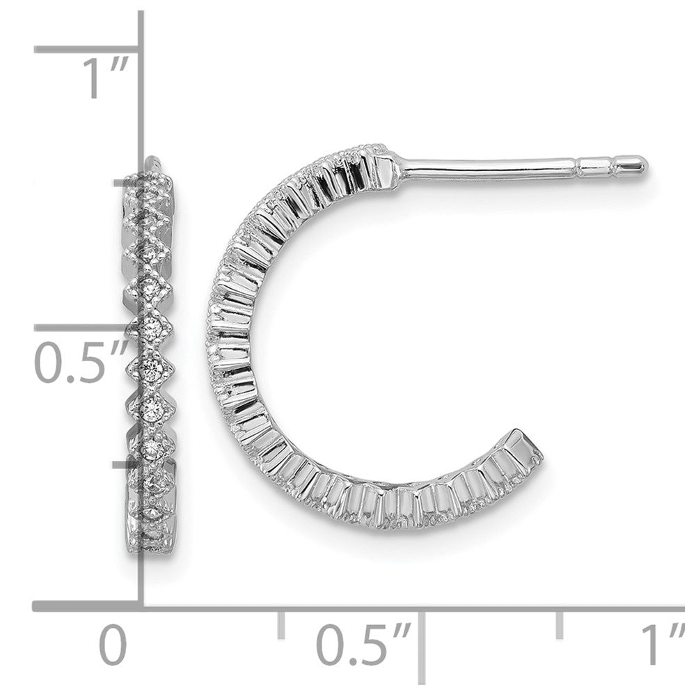 Sterlingsilber Rhodiniert Zirkonia J-hoop Ohrstecker
