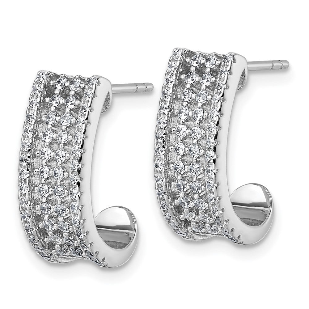 Sterlingsilber Rhodiniert Zirkonia Stecker J- Creolen