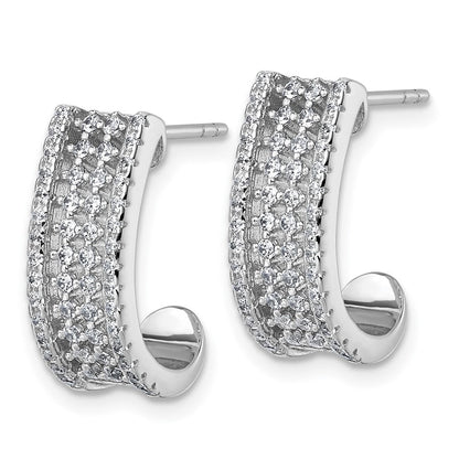 Sterlingsilber Rhodiniert Zirkonia Stecker J- Creolen