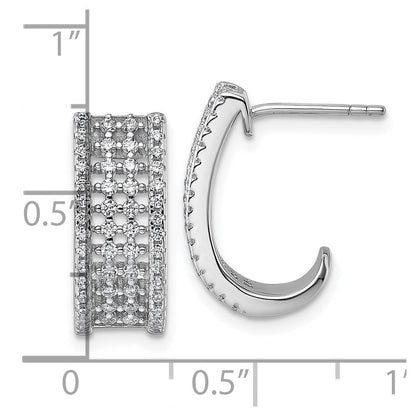 Sterlingsilber Rhodiniert Zirkonia Stecker J- Creolen