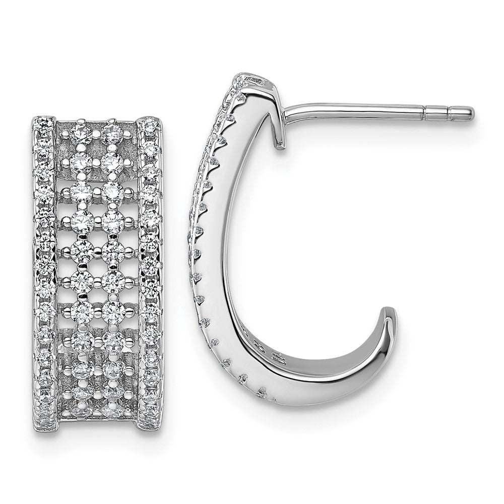 Sterlingsilber Rhodiniert Zirkonia Stecker J- Creolen