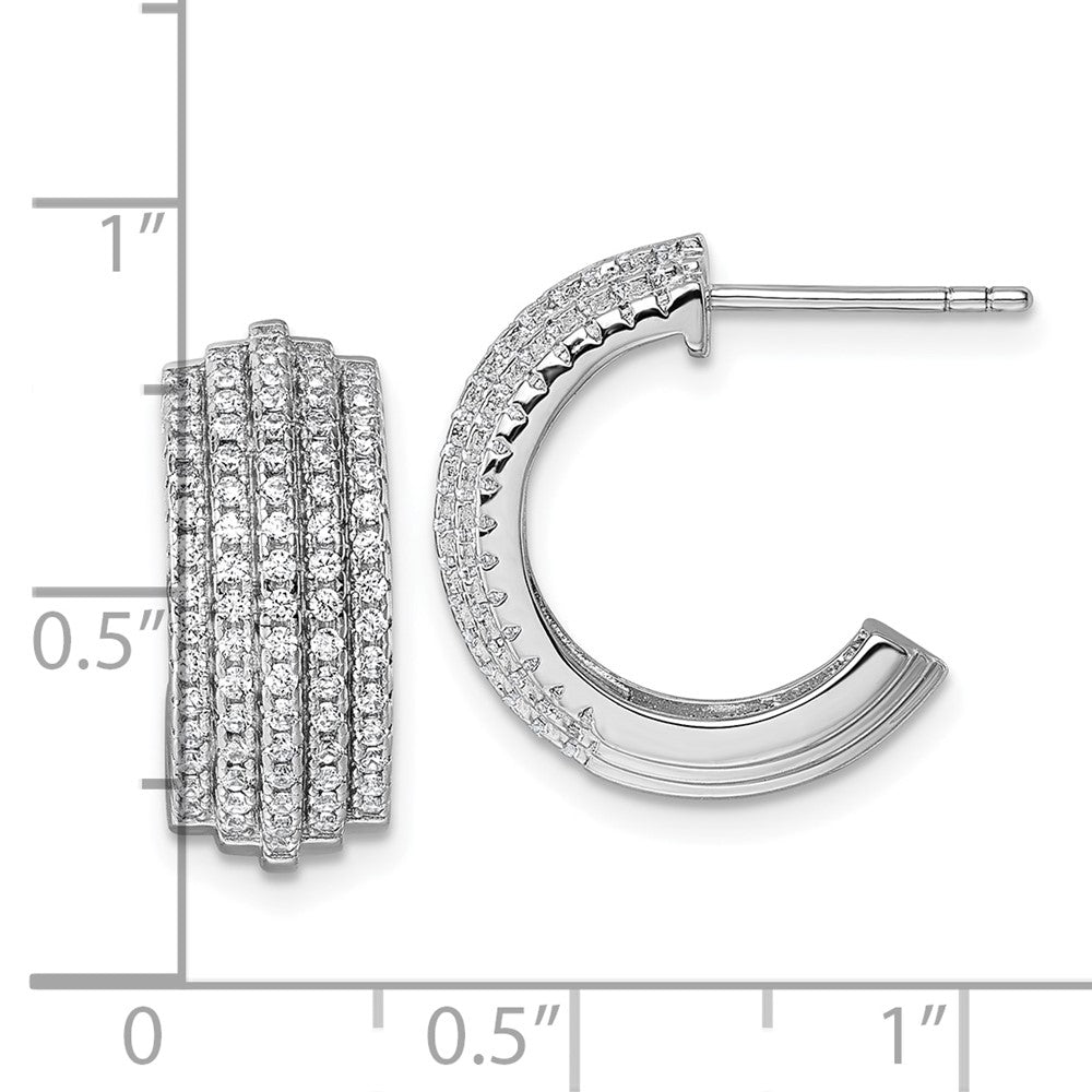 Sterlingsilber Rhodiniert 5 Reihe Stecker J- Creolen