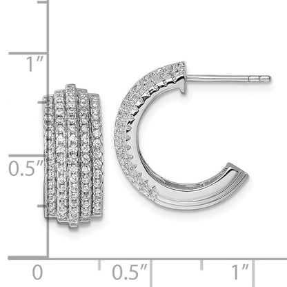 Sterlingsilber Rhodiniert 5 Reihe Stecker J- Creolen