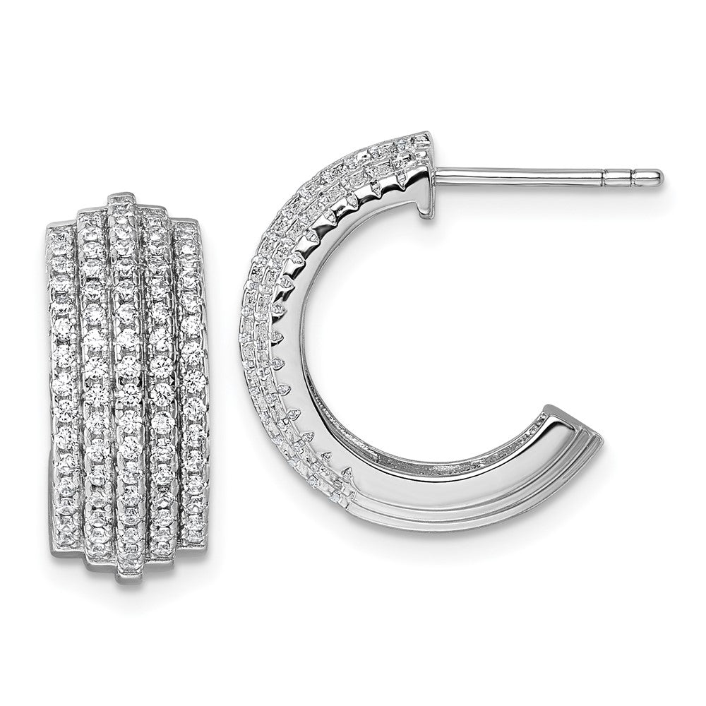 Sterlingsilber Rhodiniert 5 Reihe Stecker J- Creolen
