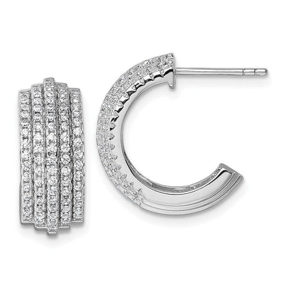 Sterlingsilber Rhodiniert 5 Reihe Stecker J- Creolen