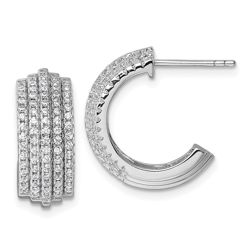 Sterlingsilber Rhodiniert 5 Reihe Stecker J- Creolen