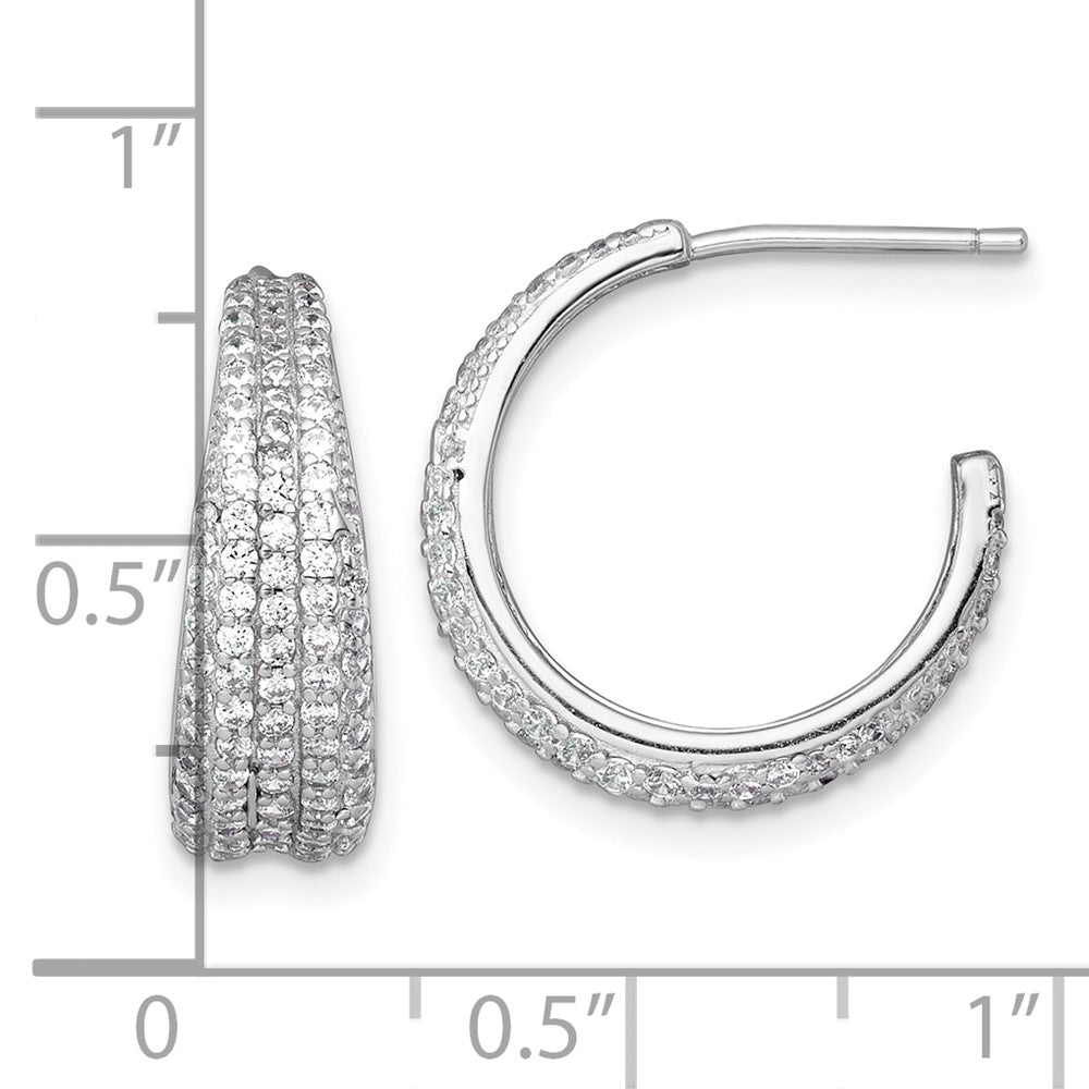 Sterlingsilber Rhodiniert Verjüngt Pavé Zirkonia Stecker C- Creolen