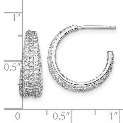Sterlingsilber Rhodiniert Verjüngt Pavé Zirkonia Stecker C- Creolen