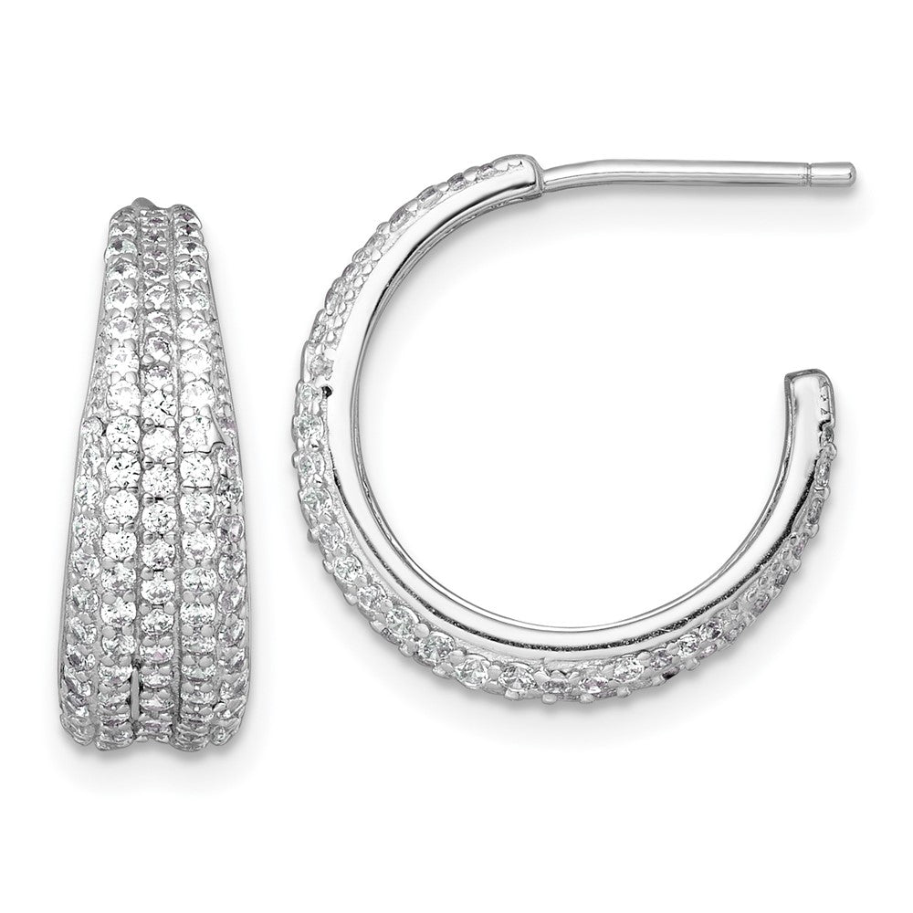 Sterlingsilber Rhodiniert Verjüngt Pavé Zirkonia Stecker C- Creolen