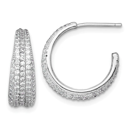 Sterlingsilber Rhodiniert Verjüngt Pavé Zirkonia Stecker C- Creolen