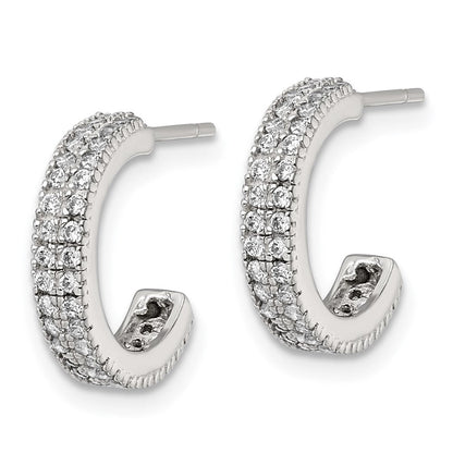 Sterlingsilber Poliert 3.2mm Zirkonia Stecker C- Creolen