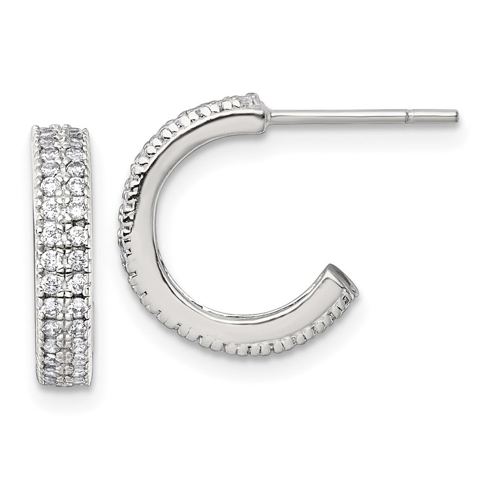 Sterlingsilber Poliert 3.2mm Zirkonia Stecker C- Creolen