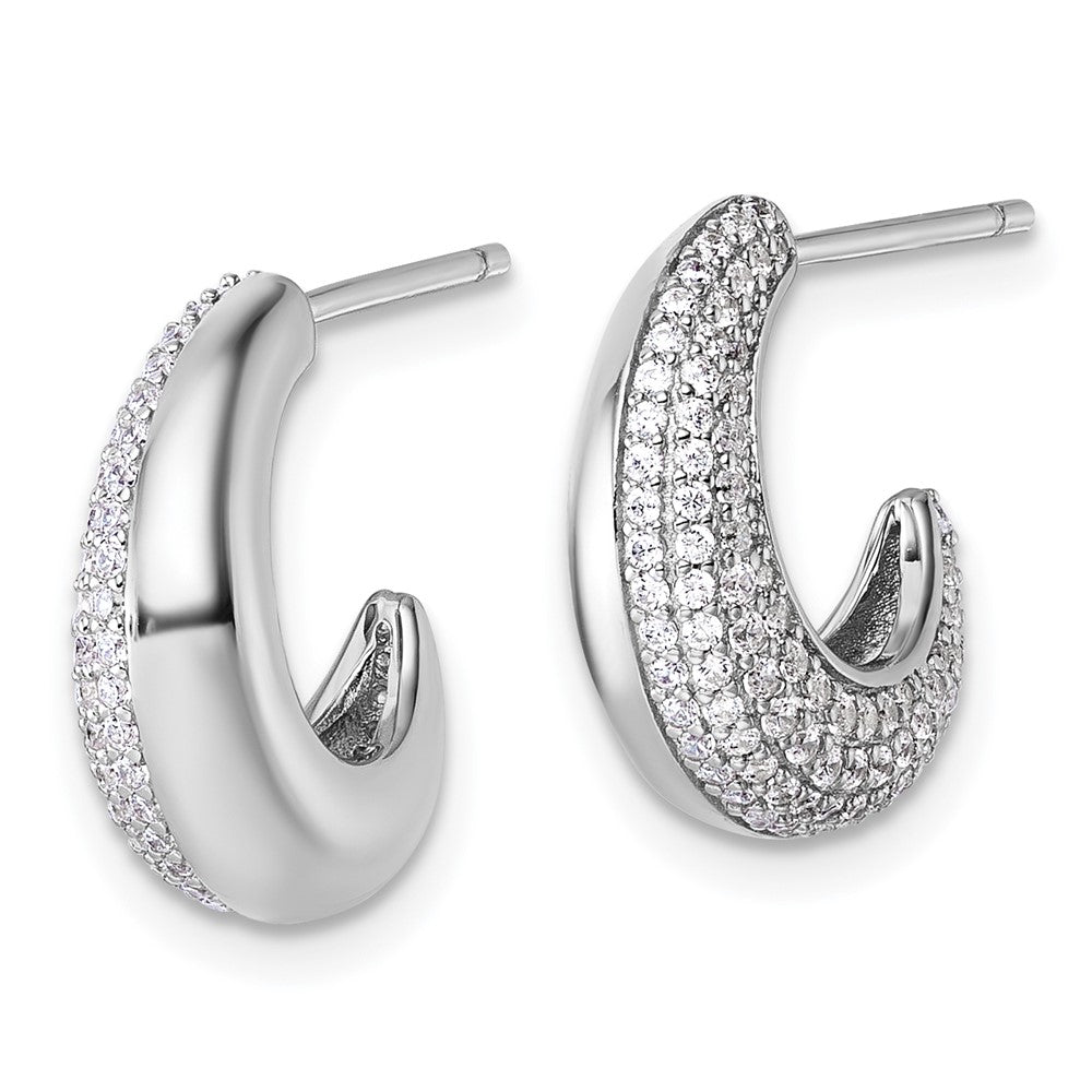 Sterlingsilber Rhodiniert Zirkonia Strukturiert Stecker J- Creolen