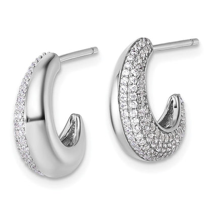 Sterlingsilber Rhodiniert Zirkonia Strukturiert Stecker J- Creolen