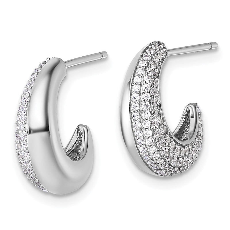 Sterlingsilber Rhodiniert Zirkonia Strukturiert Stecker J- Creolen