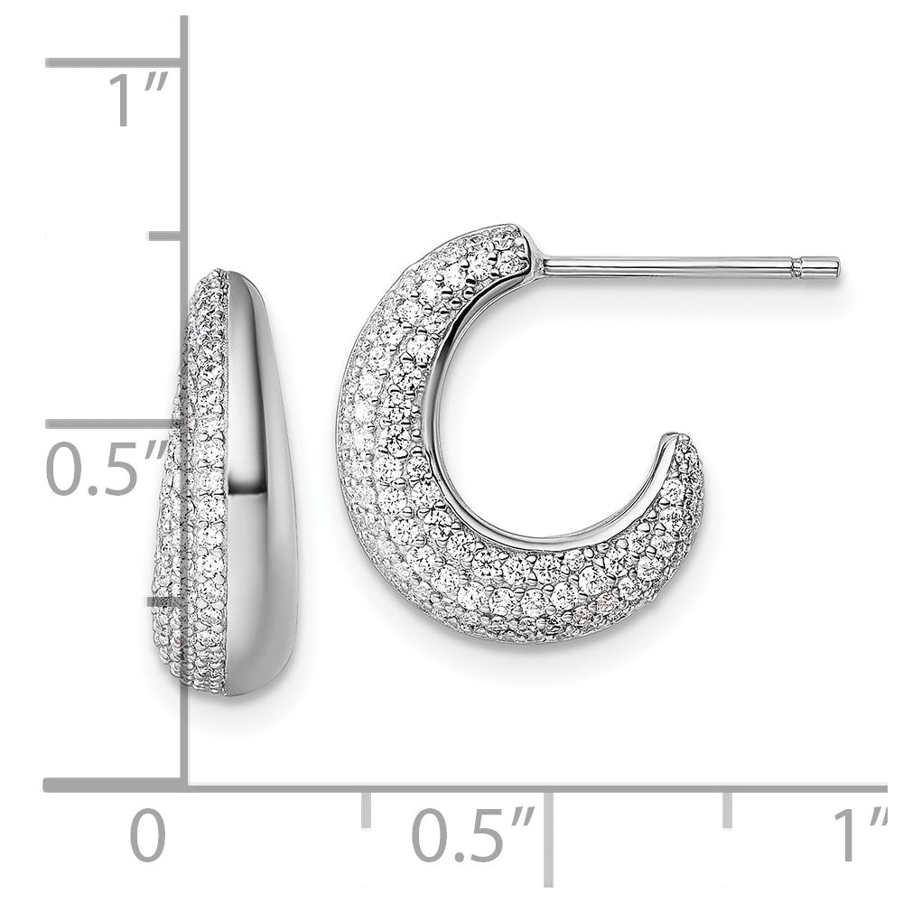 Sterlingsilber Rhodiniert Zirkonia Strukturiert Stecker J- Creolen