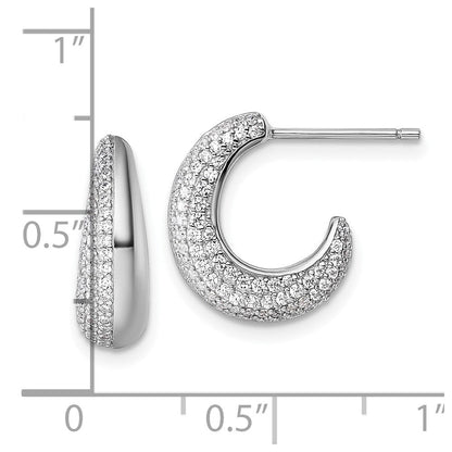 Sterlingsilber Rhodiniert Zirkonia Strukturiert Stecker J- Creolen