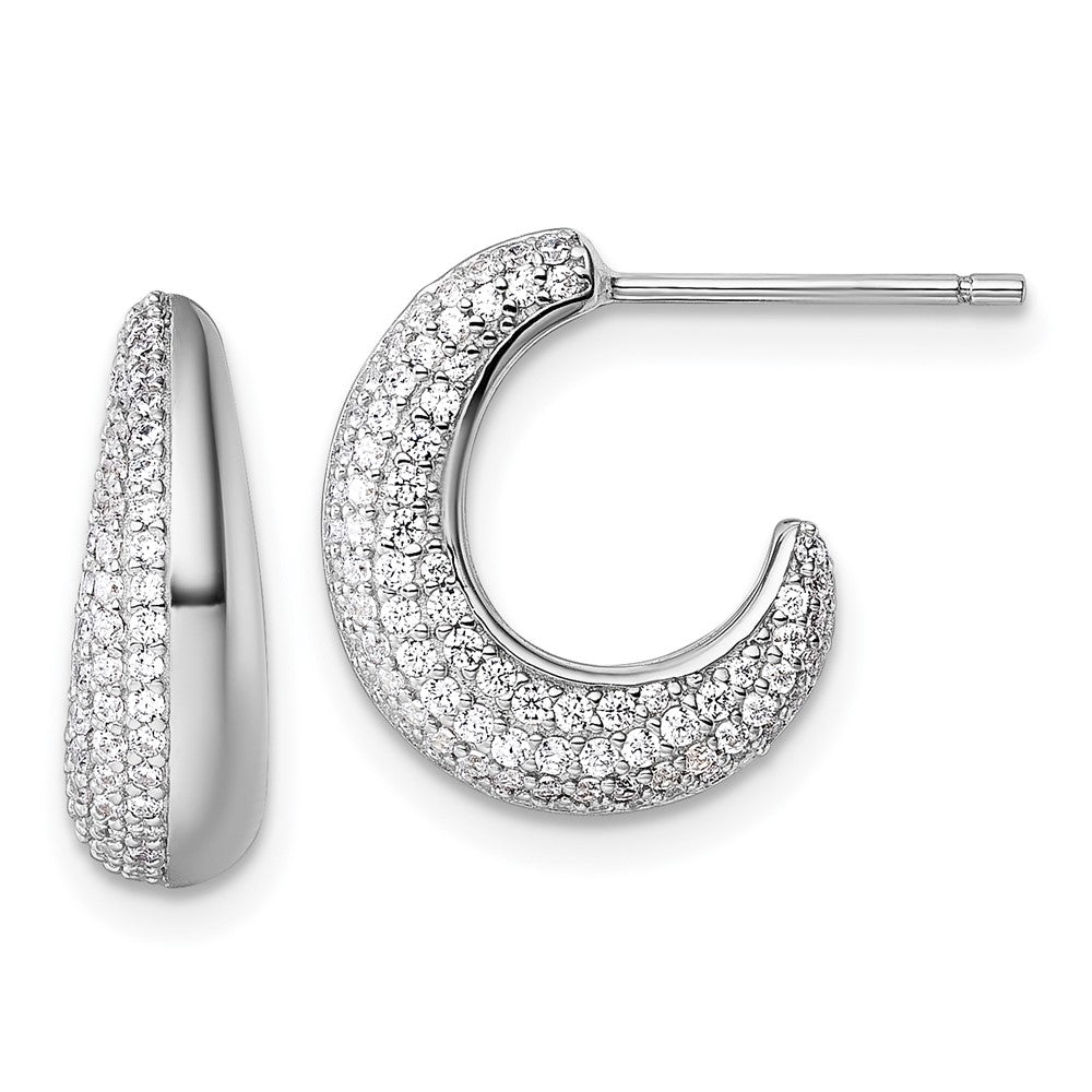 Sterlingsilber Rhodiniert Zirkonia Strukturiert Stecker J- Creolen