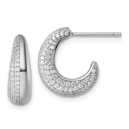 Sterlingsilber Rhodiniert Zirkonia Strukturiert Stecker J- Creolen