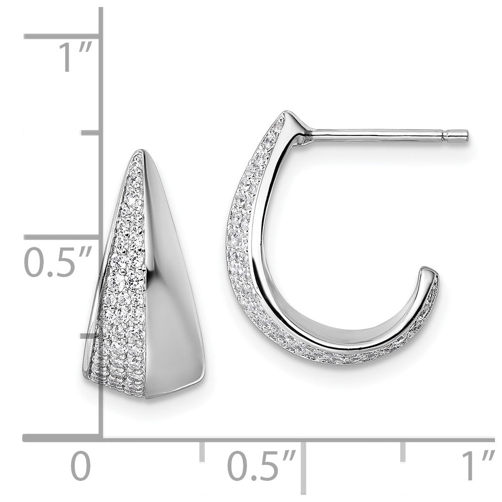 Sterlingsilber Rhodiniert Zirkonia Poliert Stecker J- Creolen