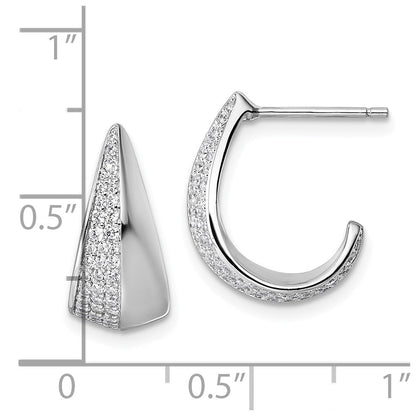 Sterlingsilber Rhodiniert Zirkonia Poliert Stecker J- Creolen