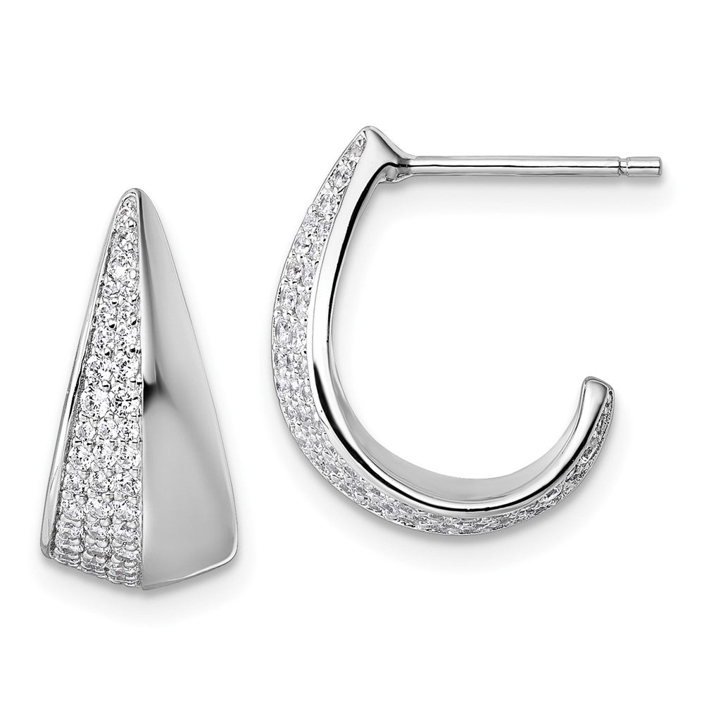 Sterlingsilber Rhodiniert Zirkonia Poliert Stecker J- Creolen