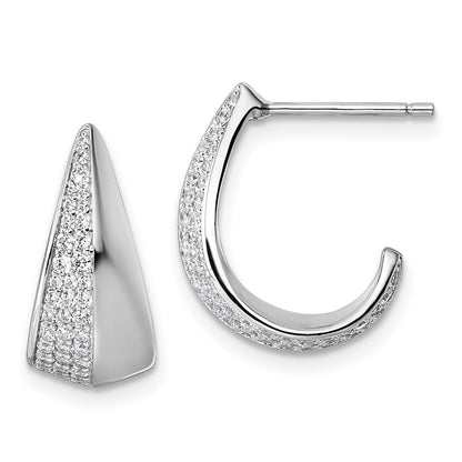Sterlingsilber Rhodiniert Zirkonia Poliert Stecker J- Creolen