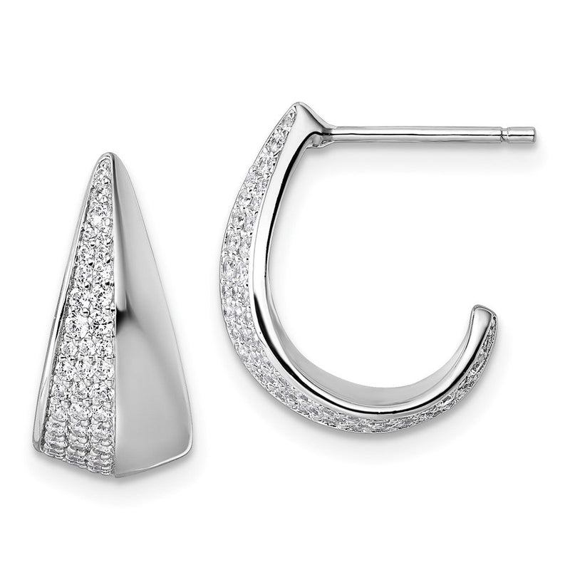Sterlingsilber Rhodiniert Zirkonia Poliert Stecker J- Creolen