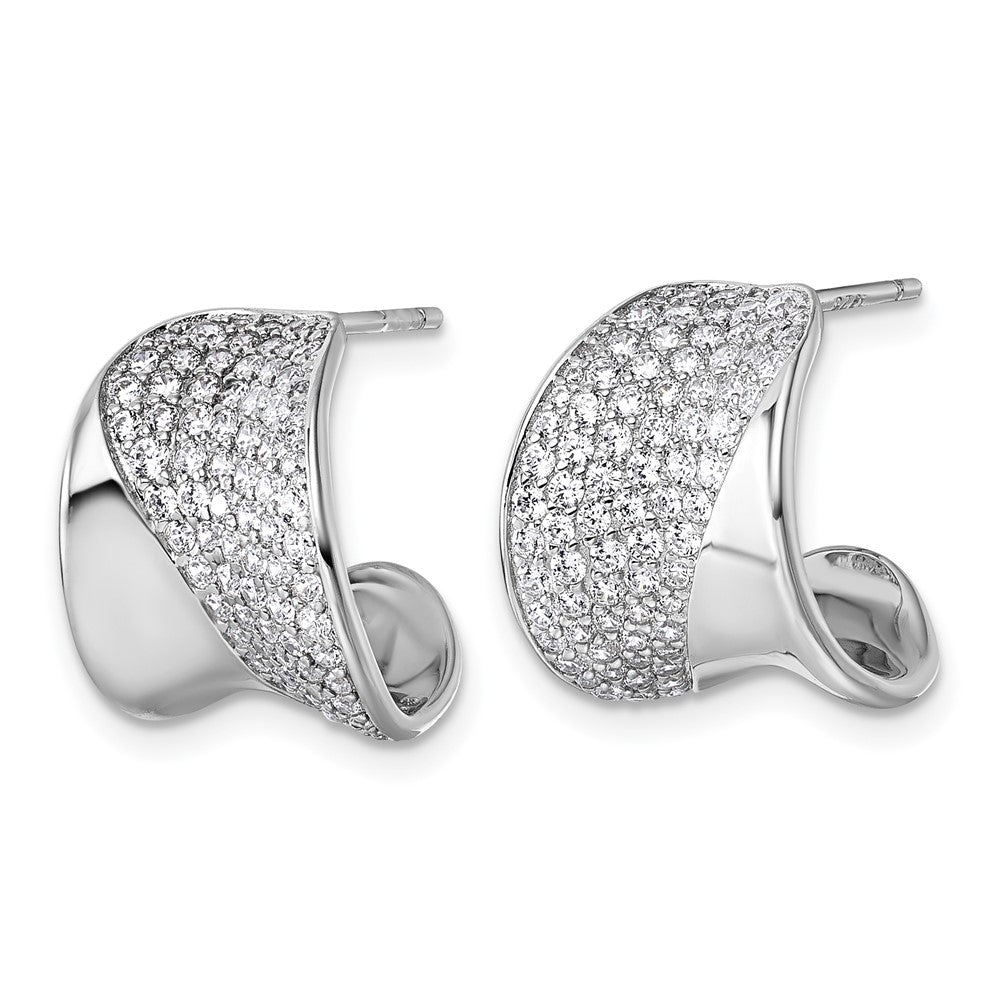 Sterlingsilber Rhodiniert Zirkonia Poliert Stecker J- Creolen