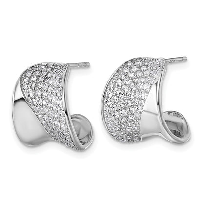 Sterlingsilber Rhodiniert Zirkonia Poliert Stecker J- Creolen