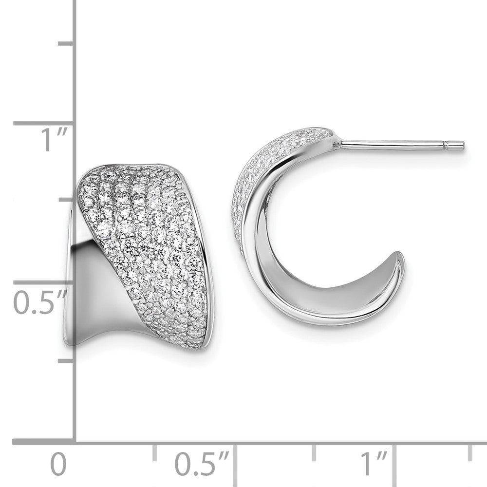 Sterlingsilber Rhodiniert Zirkonia Poliert Stecker J- Creolen