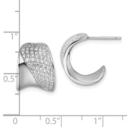 Sterlingsilber Rhodiniert Zirkonia Poliert Stecker J- Creolen