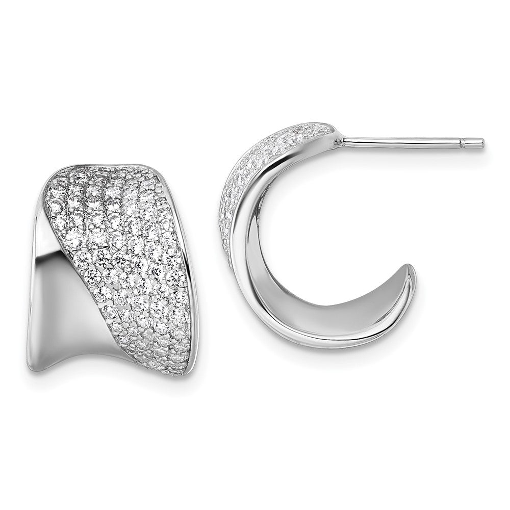 Sterlingsilber Rhodiniert Zirkonia Poliert Stecker J- Creolen