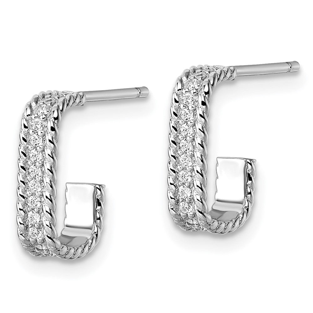 Sterlingsilber Rhodiniert Zirkonia Strukturiert Rechteck Stecker J- Creolen