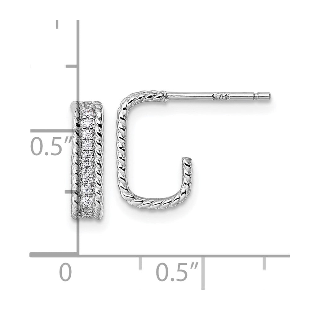 Sterlingsilber Rhodiniert Zirkonia Strukturiert Rechteck Stecker J- Creolen