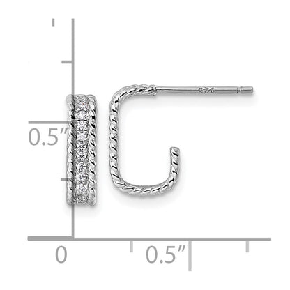 Sterlingsilber Rhodiniert Zirkonia Strukturiert Rechteck Stecker J- Creolen