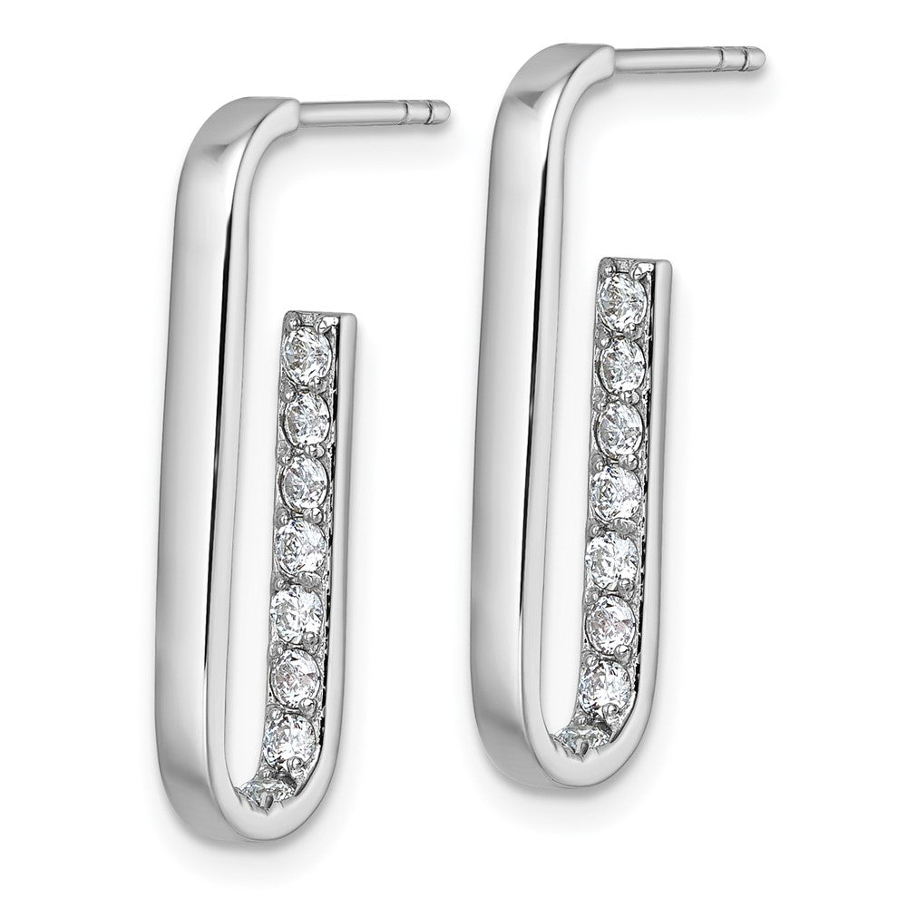 Sterlingsilber Rhodiniert Zirkonia Poliert Rechteck Ohrstecker