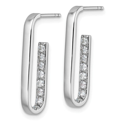 Sterlingsilber Rhodiniert Zirkonia Poliert Rechteck Ohrstecker