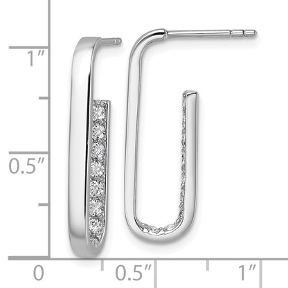 Sterlingsilber Rhodiniert Zirkonia Poliert Rechteck Ohrstecker