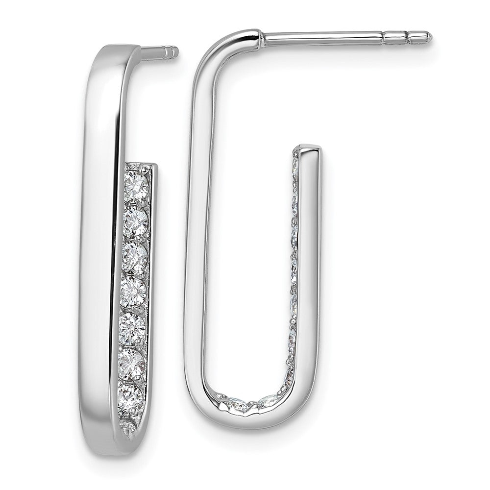 Sterlingsilber Rhodiniert Zirkonia Poliert Rechteck Ohrstecker