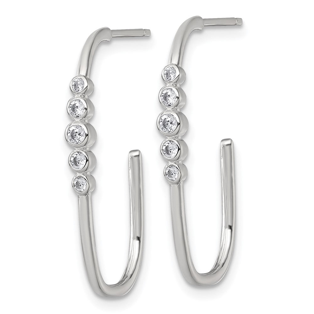Sterlingsilber Poliert Zargenfassung Set Zirkonia Stecker J- Creolen