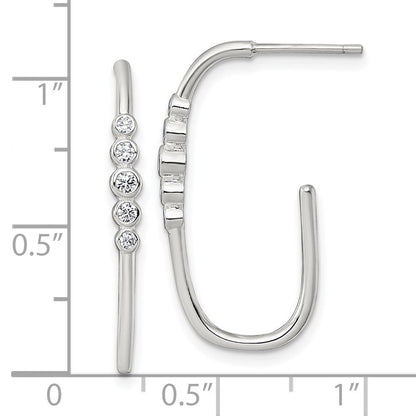 Sterlingsilber Poliert Zargenfassung Set Zirkonia Stecker J- Creolen