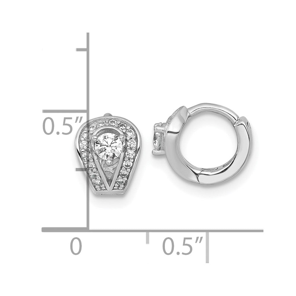 Sterlingsilber Rhodiniert Poliert Zirkonia Klappbar Huggie Creolen