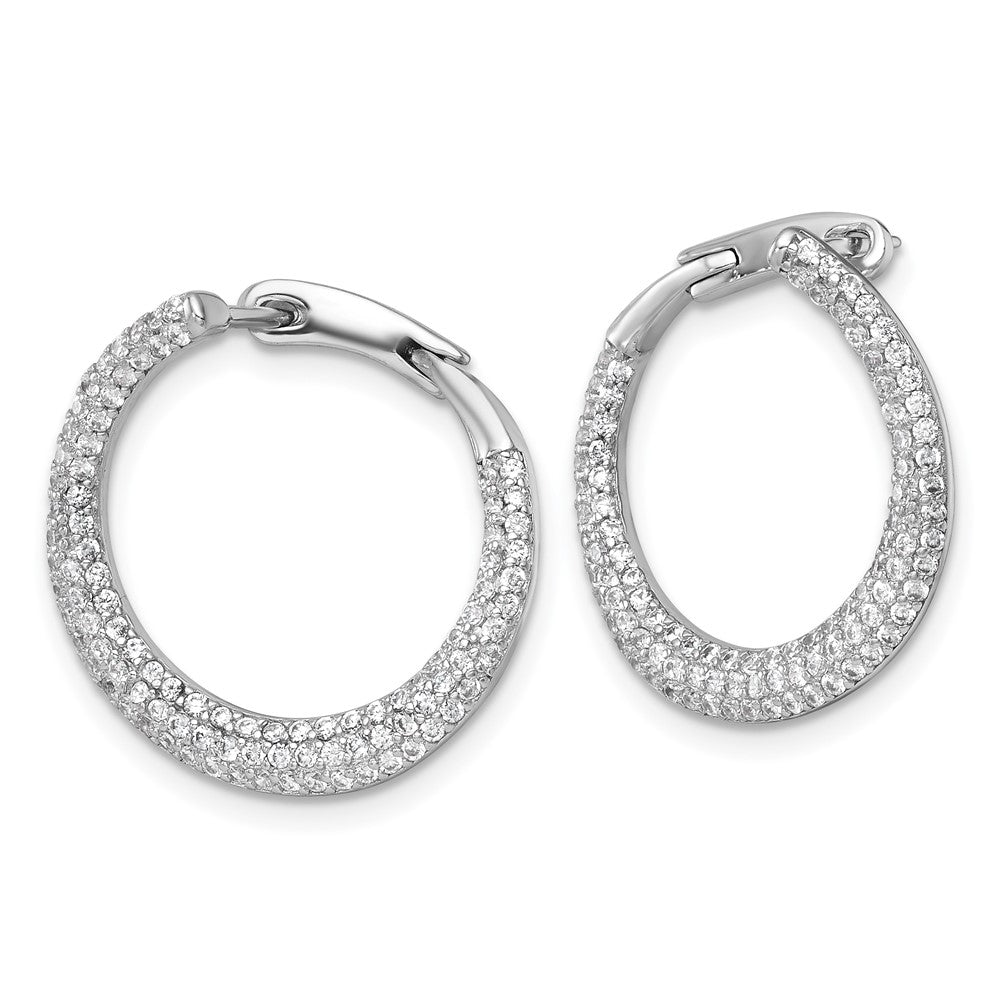 Sterlingsilber Rhodiniert Pavé Zirkonia Klappbar Rund Creolen