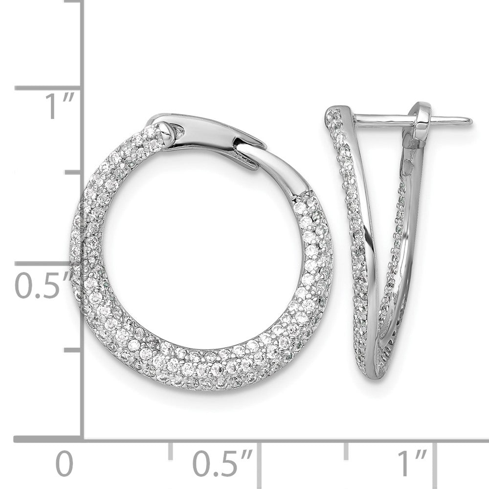 Sterlingsilber Rhodiniert Pavé Zirkonia Klappbar Rund Creolen
