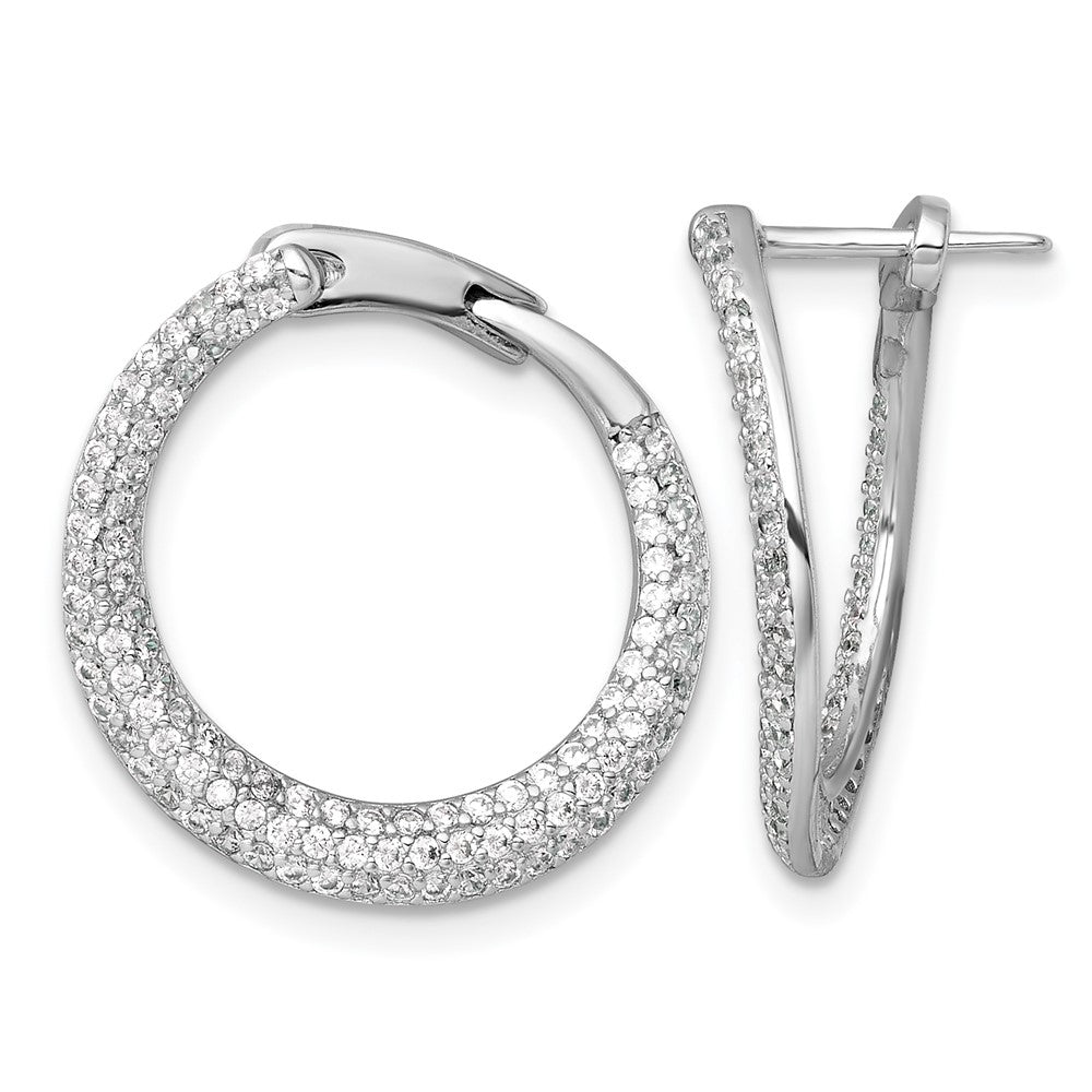 Sterlingsilber Rhodiniert Pavé Zirkonia Klappbar Rund Creolen