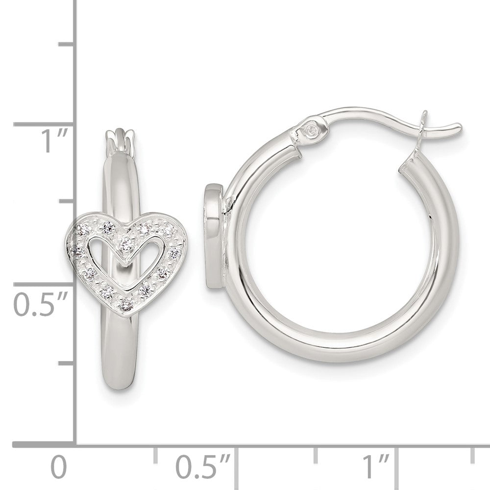 Sterlingsilber Poliert Zirkonia Herz Rund Creolen